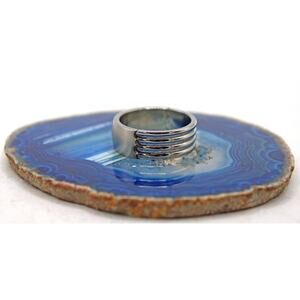 NOS Y2K Stainless Steel Ribbed Band Ring